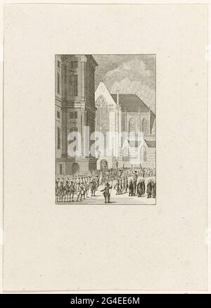 . Feierliche Zeremonie für eine große Audienz auf dem Damm für das Rathaus bei der Wahl von zwei neuen Bürgermeistern in Amsterdam, 7. Juli 1787. Stockfoto