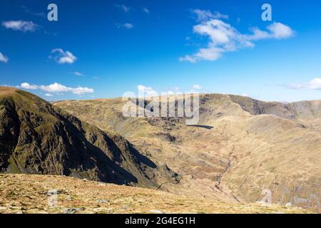 Blick auf Blea Water und die High Street von Branstree im Lake District, Großbritannien. Stockfoto