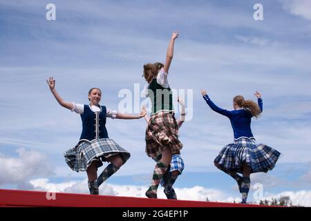 Highland Dancers bei der Drymen Show, Stirlingshire, Schottland Stockfoto