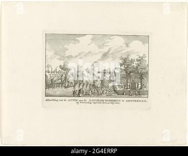 . Die Eroberung der Katzenburger-Brücke zur Insel Kattenburg auf der rebellischen Orange, die von den bewaffneten Amsterdamer Bürgern berühmt war, 30. Mai 1787. Stockfoto