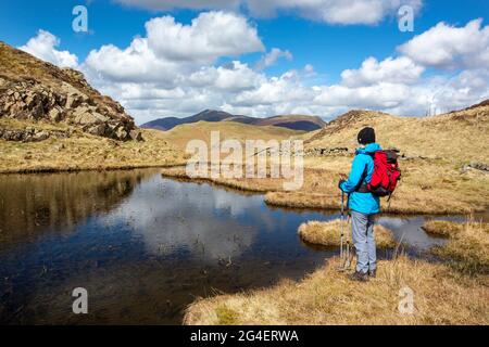 Blick auf Skiddaw von High Rigg über St. Johns im Valle, Lake District, Großbritannien. Stockfoto