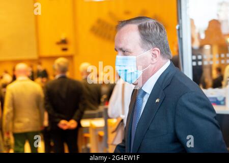 Stockholm, Schweden. Juni 2021. Misstrauen stimmt am 21. Juni 2021 im schwedischen Parlament in Stockholm gegen Premierminister Stefan Löfven. Foto von Fredrik Wennerlund/Stella Pictures/ABACAPRESS.COM Quelle: Abaca Press/Alamy Live News Stockfoto