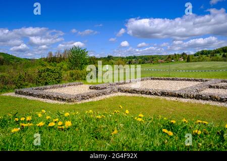 Villa Rustica, ehemaliger römischer Bauernhof, Ausgrabung, bei Leutstetten, Starnberg, Oberbayern, Bayern, Deutschland Stockfoto