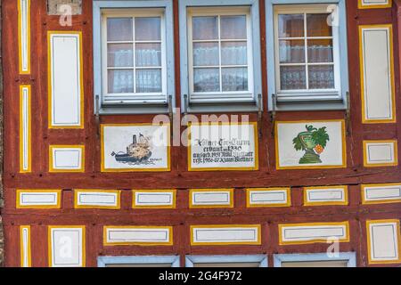 Stadt der Türme und Weine, historische Stadt Oberwesel, UpperMittelrheintal, UNESCO-Weltkulturerbe, Rheinland-Pfalz, Deutschland Stockfoto