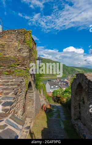 Stadt der Türme und Weine, historische Stadt Oberwesel, UpperMittelrheintal, UNESCO-Weltkulturerbe, Rheinland-Pfalz, Deutschland Stockfoto