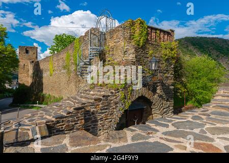 Stadt der Türme und Weine, historische Stadt Oberwesel, UpperMittelrheintal, UNESCO-Weltkulturerbe, Rheinland-Pfalz, Deutschland Stockfoto