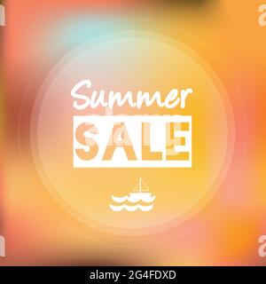 Sommerangebot. Symbol für Meer und Boot. Unscharfer Hintergrund. Vektorgrafik, flaches Design Stock Vektor