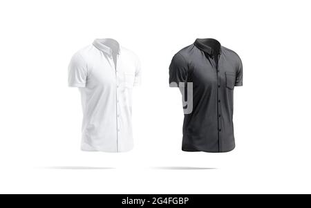 Schwarz-weiß Kurzarm-Button-Down-Shirt Mockup Stockfoto