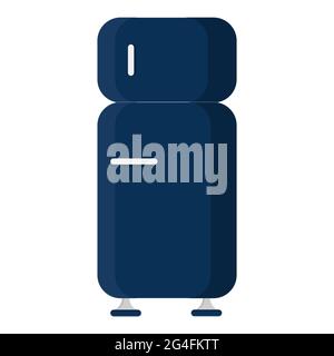 Vorderansicht eines blauen Kühlschranks geschlossen. Isoliert auf weißem Hintergrund. Stock Vektor