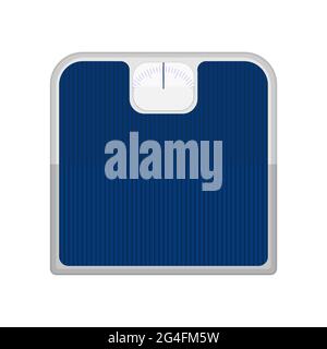 Blaue Badezimmerwaage isoliert auf weißem Hintergrund. Stock Vektor