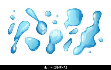 Blaue reine Wassertropfen Set Cartoon Vektor Illustration. Stock Vektor