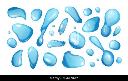 Blaue reine Wassertropfen Set Cartoon Vektor Illustration. Stock Vektor