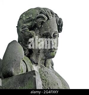 Engel ohne Gesicht - Statue auf altem Friedhof - um 1860, Krasna Lipa, Tschechien, Europa Stockfoto