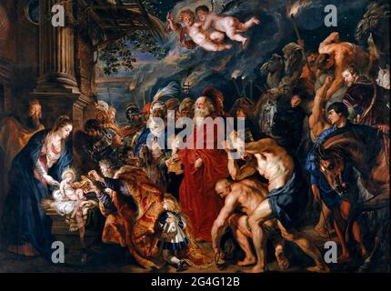 Die Anbetung der Könige von Peter Paul Rubens (1577-1640), Öl auf Leinwand, um 1628-29 Stockfoto