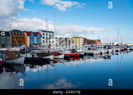 Der Hafen in Torshavn, der Hauptstadt der Färöer-Inseln Stockfoto