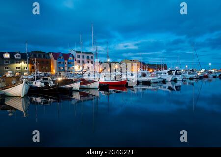 Der Hafen in Torshavn, der Hauptstadt der Färöer-Inseln Stockfoto