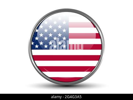Grafikdesign usa Flagge für Kreis Taste Vektor Vorlage isoliert weißen Hintergrund Stock Vektor