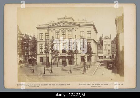 Blick auf das Museum Boijmans im Schielandshuis in Rotterdam; Rotterdam, das Boymans Museum und die Statue von Hoogendorp; Rotterdam, Le Musée Boymans et La Statue de Hoogendorp. . Stockfoto