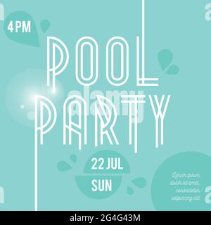 Flyer für Poolparty, Poster, Einladungen oder Banner. Vektor-Illustration flach Design Stock Vektor