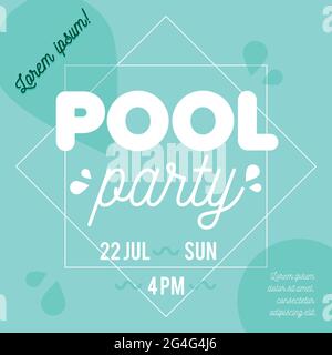 Flyer für Poolparty, Poster, Einladungen oder Banner. Vektor-Illustration flach Design Stock Vektor