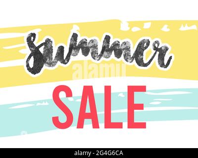 Sommerangebot. Horizontales buntes Banner für Einladung, Flyer, Poster oder Web. Vektorgrafik, flaches Design Stock Vektor