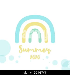 Sommer 2020. Farbenfrohes Regenbogensymbol. Vektorgrafik, flaches Design Stock Vektor