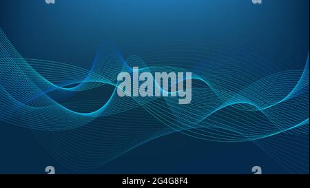 Schwankende Wellenlinien abstrakter Wellenhintergrund blau Stock Vektor