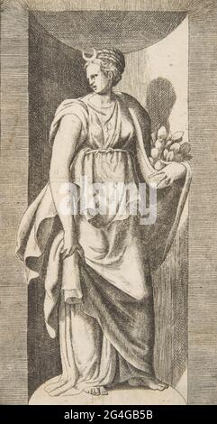 Diana hält Früchte in der linken Hand, steht in einer Nische, ca. 1531-76. Stockfoto