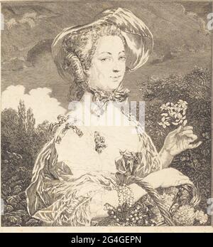 La Marquise de Pompadour en Belle jardiniere. [Madame de Pompadour als schöne Gärtnerin]. Stockfoto