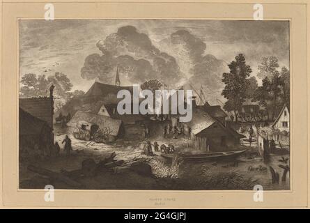 Dorf mit Teich, c. 1782. Stockfoto