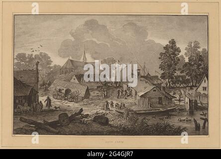 Dorf mit Teich, c. 1782. Stockfoto