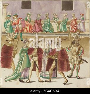 Maskerade, c. 1515. Stockfoto