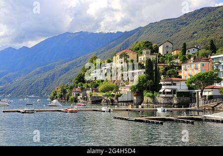 Ascona, am Ufer des Lago Maggiore gelegen. Schweiz, Europa. Stockfoto