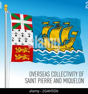 Saint Pierre und Miquelon Flagge, Übersee französisches Gebiet, Frankreich, Vektorgrafik Stock Vektor