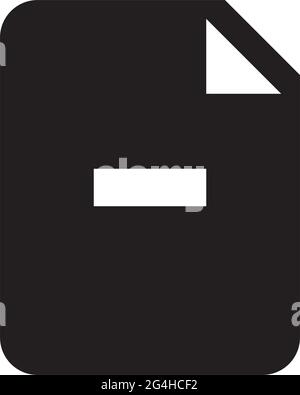 Entfernen Sie den Symbolvektor des Dokuments mit dem Minuszeichen für Geschäftsanwendungen und Finanzen in einer Glyphen-Piktogrammdarstellung Stock Vektor