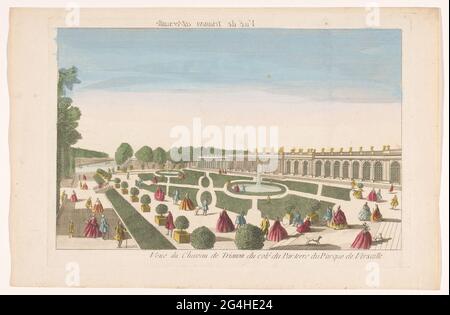 Blick auf das Grand Trianon im Garten von Versailles; Vue du Chateau de Trianon du Coté du Parterre du Parque de Versaille. . Stockfoto