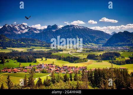 DE - BAVARIA: Alpenlandschaft in Zell bei Eisenberg im Allgäu Stockfoto