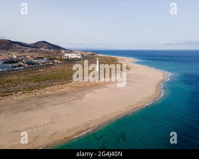 Jandía Strand Luftbild, Fuerteventura, Kanarische Inseln Stockfoto