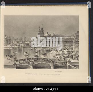 Fotoproduktion einer Zeichnung der Kolumbianischen Weltausstellung in Chicago; Grand Basin, MacMonnies Fountain - Kolumbianische Ausstellung. . Stockfoto