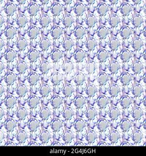 Geometrische ornamentale Illustration nahtlose, sich wiederholende Musterdarstellung eines abstrakten geometrischen nahtlosen Musters mit blauen Kurven Stockfoto