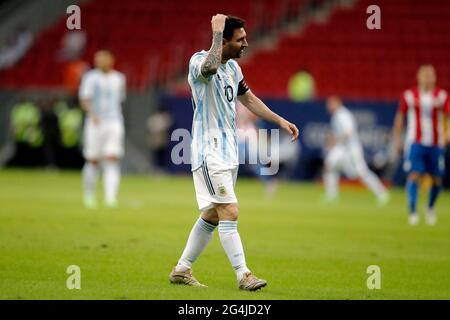 Brasília, Brasilien. Juni 2021. Spiel zwischen Argentinien und Paraguay gültig für die dritte Runde Copa America Brazil 2021, die am Montag (21) im Estádio Nacional de Brasília Mané Garricha stattfand. Auf dem Foto, Spieler Messi Argentina (Foto: Francisco Stuckert/Fotoarena) Quelle: Foto Arena LTDA/Alamy Live News Stockfoto