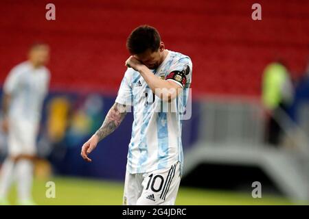 Brasília, Brasilien. Juni 2021. Spiel zwischen Argentinien und Paraguay gültig für die dritte Runde Copa America Brazil 2021, die am Montag (21) im Estádio Nacional de Brasília Mané Garricha stattfand. Auf dem Foto, Spieler Messi Argentina (Foto: Francisco Stuckert/Fotoarena) Quelle: Foto Arena LTDA/Alamy Live News Stockfoto