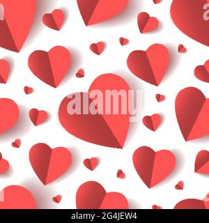 Gefaltete Papierherzen nahtloses Muster Stock Vektor