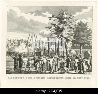 . Die Eroberung der Katzenburger-Brücke zur Insel Kattenburg auf der rebellischen Orange, die von den bewaffneten Amsterdamer Bürgern berühmt war, 30. Mai 1787. Stockfoto