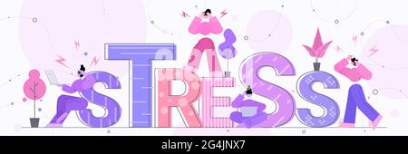 Multitasking müde Geschäftsleute beschäftigt überarbeiteten Geschäftsleute Wut Aggression Depression Nervenzusammenbruch Stock Vektor