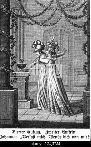 Theater / Theater, Theaterstück, 'The Maid of Orleans', von Friedrich Schiller (1759 - 1805), 4. Akt, 2. Szene, ARTIST's COPYRIGHT MUSS NICHT FREIGEGEBEN WERDEN Stockfoto