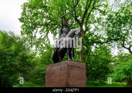 König Jagiello Monument Monument im Central Park ist ein Reiterdenkmal von Wladyslaw II Jagiello, König von Polen und Großherzog von Litauen - New Y Stockfoto