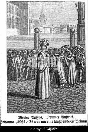 Theater / Theater, Theaterstück, 'The Maid of Orleans', von Friedrich Schiller (1759 - 1805), 4. Akt, 9. Szene, ARTIST's COPYRIGHT MUSS NICHT FREIGEGEBEN WERDEN Stockfoto