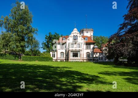 Deutschland, Erkrath, Alt-Erkrath, Bergisches Land, Niederbergisches Land, Niederberg, Rheinland, Nordrhein-Westfalen, NRW, Forsthaus Morp, Förster Lodge Morp, Villa Grillo, Herrenhaus mit Park Stockfoto