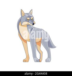Der Anführer des Wolfes beobachtet. Cartoon-Charakter eines gefährlichen Säugetier Tier. Ein wildes Waldgeschöpf mit weißem Fell. Seitenansicht. Vektor flach Stock Vektor